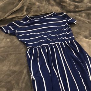 Striped blue and white maxi dress